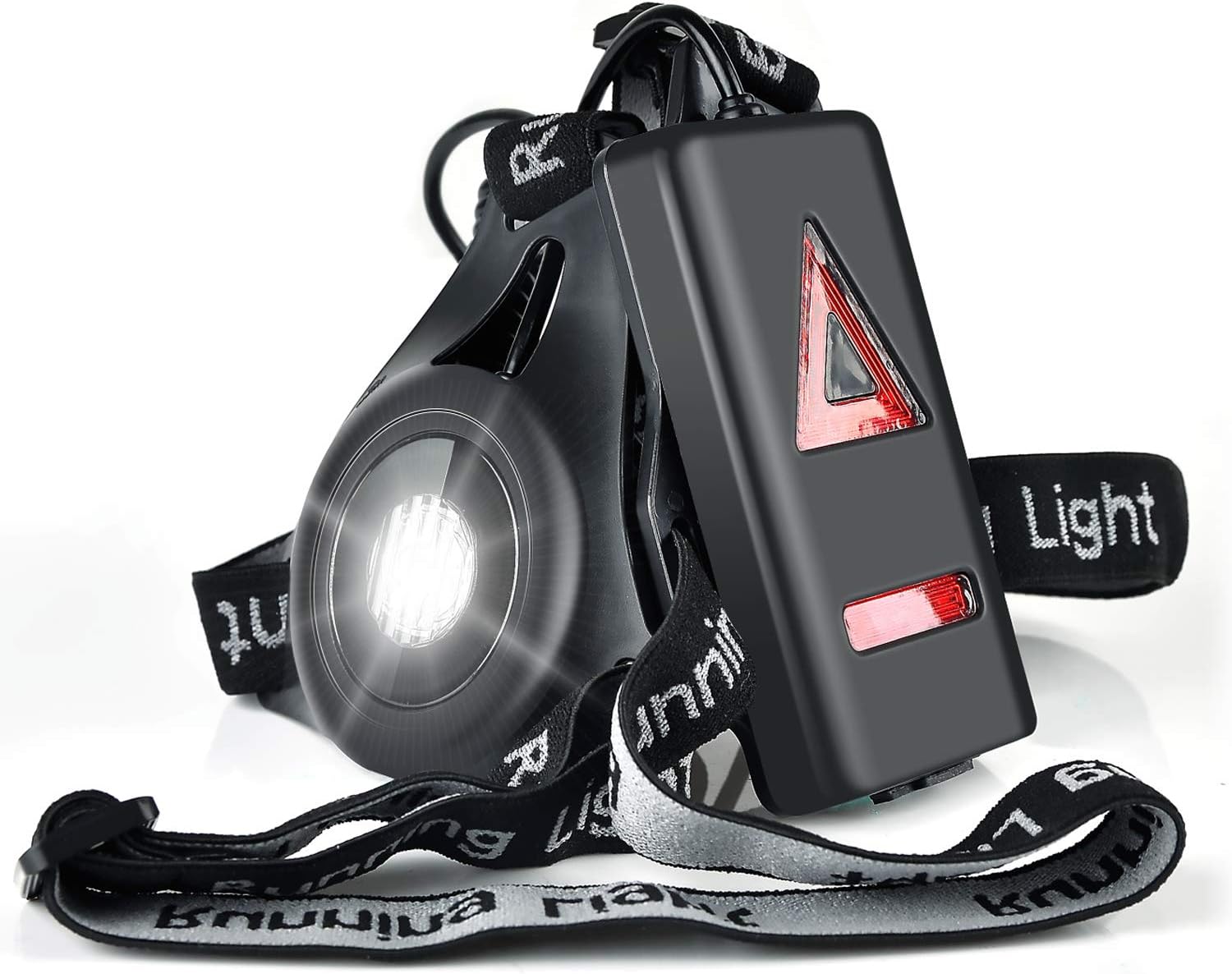 Lampe Running Poitrine Rechargeable USB - 3 LED, 500 Lumens, Bandes Réfléchissantes, étanche IPX65, 300 Min Autonomie