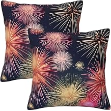 Ogniwo Beautiful Firework Holiday Throw Pillow Covers Set, Square Throw Pillow for Couch, Bed, Sofa, Bench, Chair,12''X12''