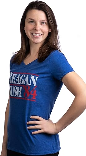 Miniatura 3 de Reagan Bush '84  Camiseta con cuello en V para mujer republicana conservadora republicana estilo vintage