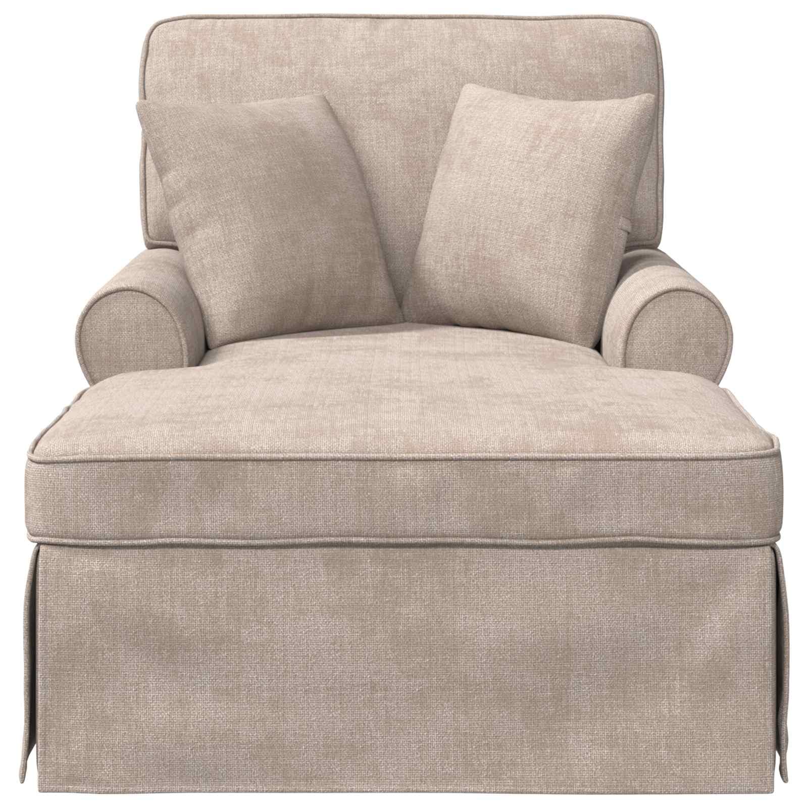 Chaise Lounge Beige ARES en Polyester rembourré 157 x 91 x 91 cm, Fauteuil Relax intérieur avec accoudoirs, Coussin Amovible, méridienne pour Salon Chambre détente Lecture