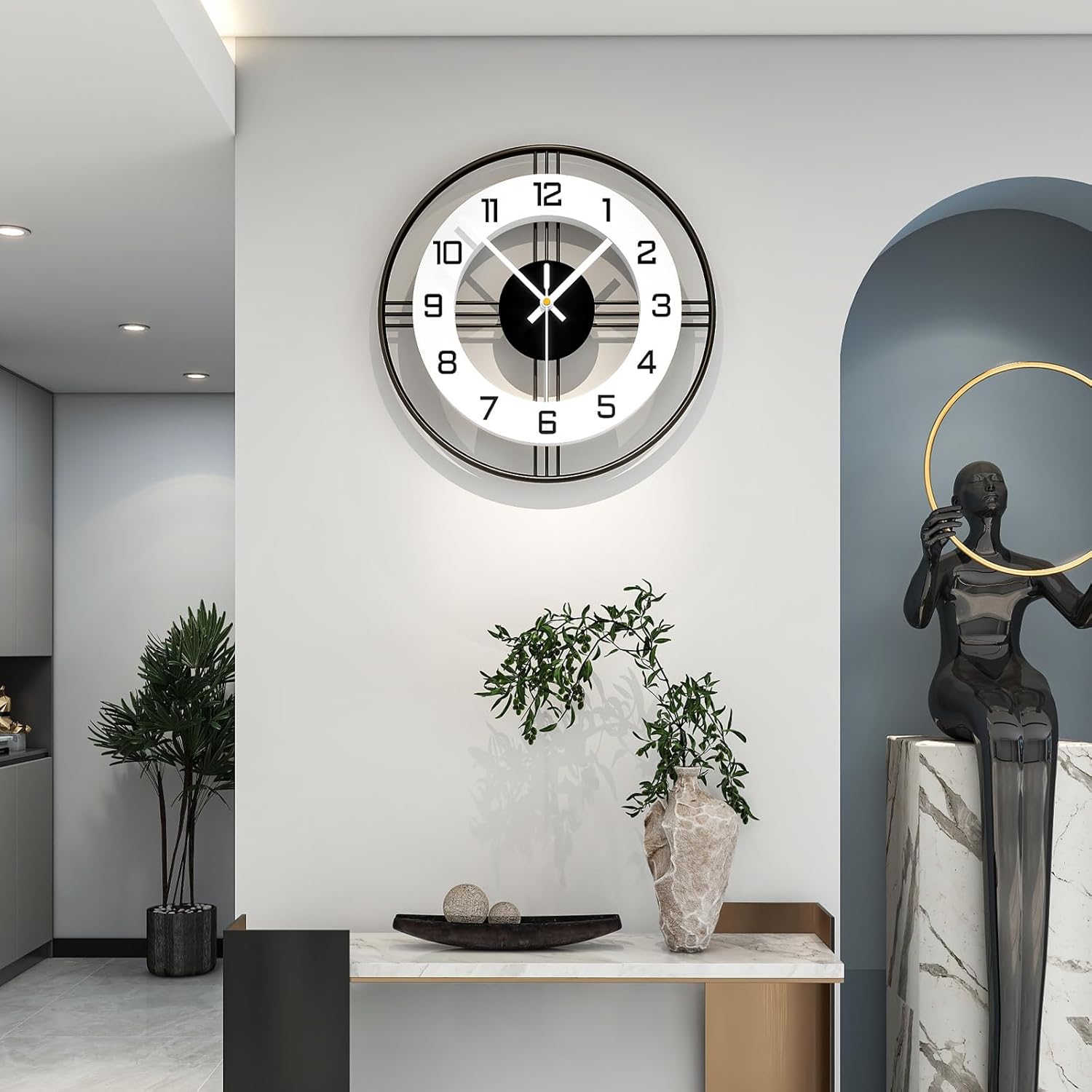 YIJIDECOR Decorative Wall Clock for Living Room Decor