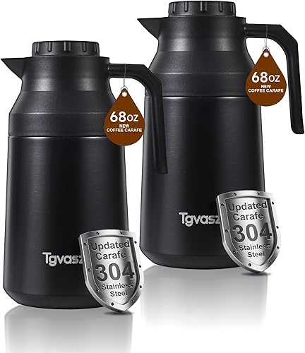 2 jarras térmicas de café de acero inoxidable aisladas para líquidos calientes, al vacío, jarra térmica, dispensador de jarra para mantener la leche