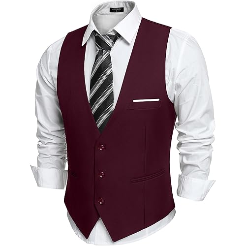 COOFANDY Men's Suit Vest Slim Fit Formal Dress Waistcoat Casual Business Vests for Suit or Tuxedo