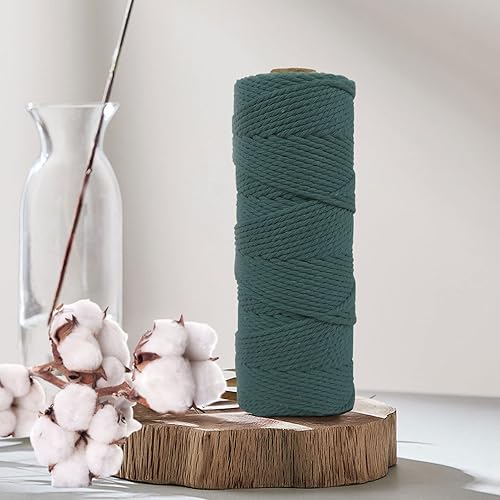 Miniatura 3 de JeogYong Paquete de 4 cuerdas de macramé de 0.079 in x 109 yardas, 3 hebras de colores 100 % algodón natural, suministros perfectos de macramé para