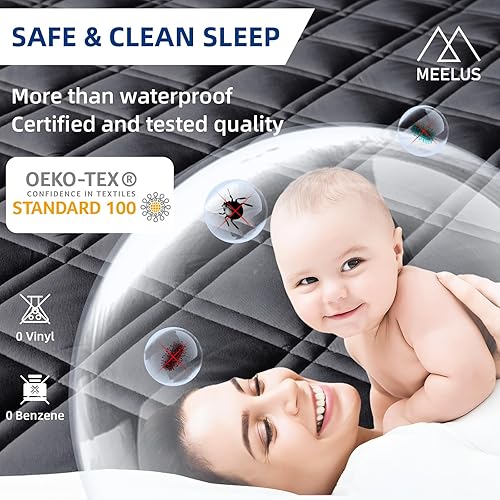 Miniatura 4 de Protector de colchón King, transpirable, impermeable, con bolsillo profundo ajustable de 8 a 21 pulgadas, funda de colchón suave sin ruido, lavable