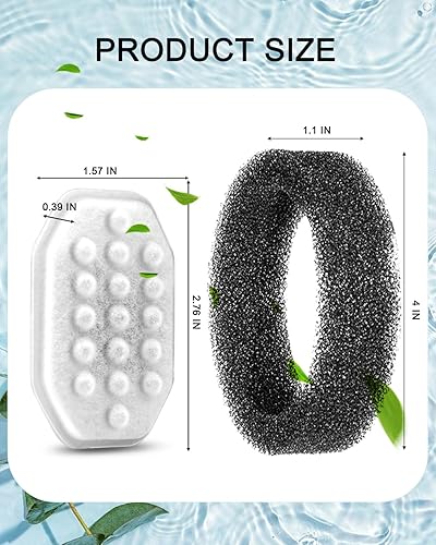 Miniatura 3 de Paquete de 8 filtros de fuente de agua para gatos con 8 esponjas de prefiltro para fuente de agua de 3.2L108 onzas, repuesto de filtro de fuente de