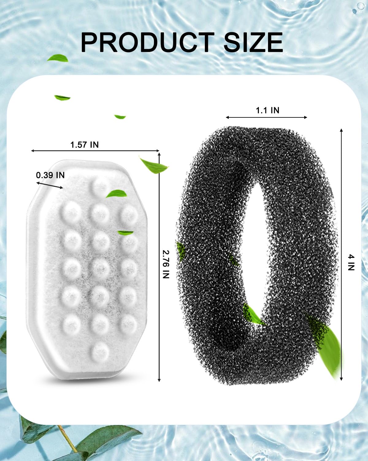 8 Pack Replacement Filters 8 Pack Pre-Filter Sponges Set for 3 2L 108oz Pet Cat Water Fountain Pet — view 3