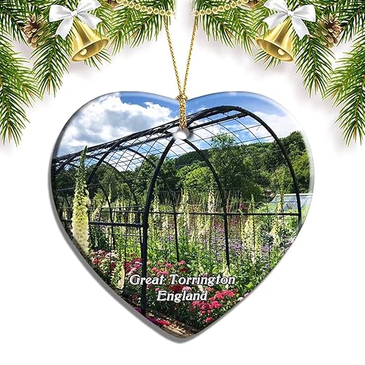 Umsufa UK England Great Torrington RHS Garden Rosemoor Christmas Ornament Xmas Tree Decor Ceramic Ornaments Souvenirs Gifts Double Sided Porcelain Pendant