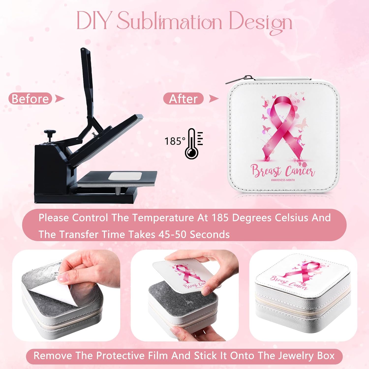 Tondiamo 6 Pcs Sublimation Travel Jewelry Case Small Leather Travel Jewelry Box for Women Girls Friends Gifts Portable Organizer Case for Earrings Rings Necklaces(White)