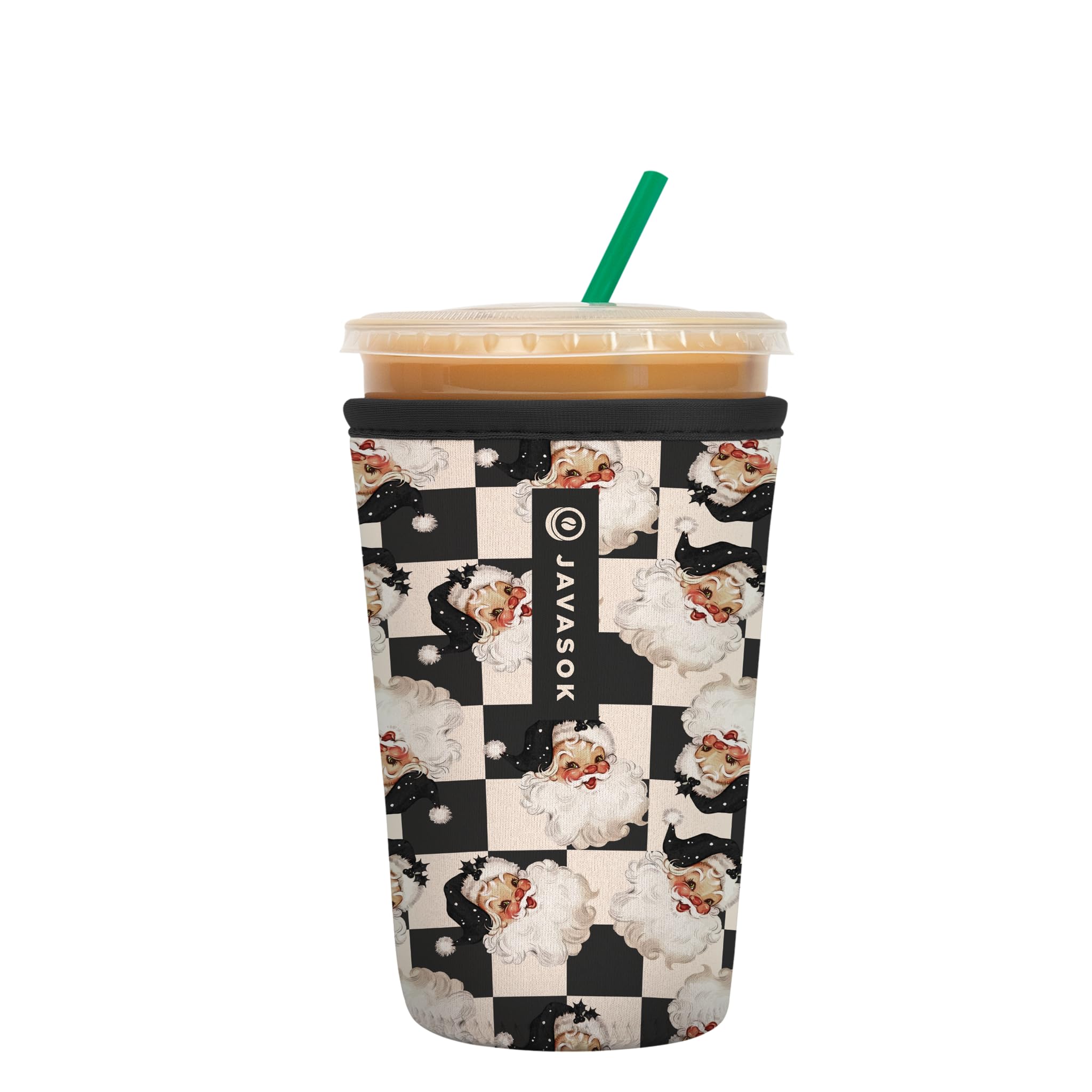 Sok It JavaSok Iced Coffee &amp; Cold Soda Insulated Neoprene Cup Sleeve (Checkin' It Twice, Medium: 22-28oz)