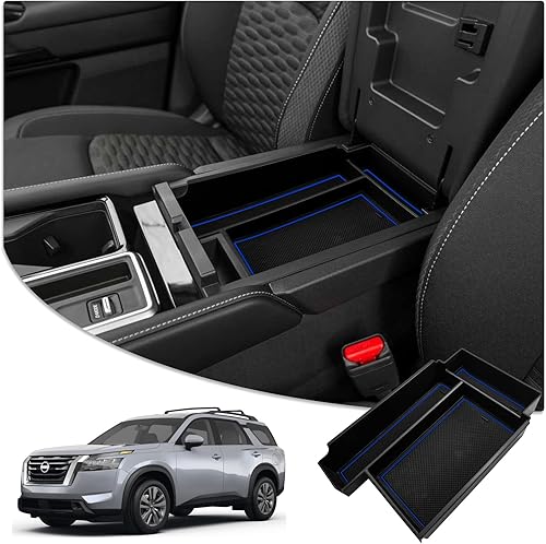 CDEFG Organizador de accesorios de consola central compatible con Nissan Pathfinder 2022 2023, caja de almacenamiento de reposabrazos de material