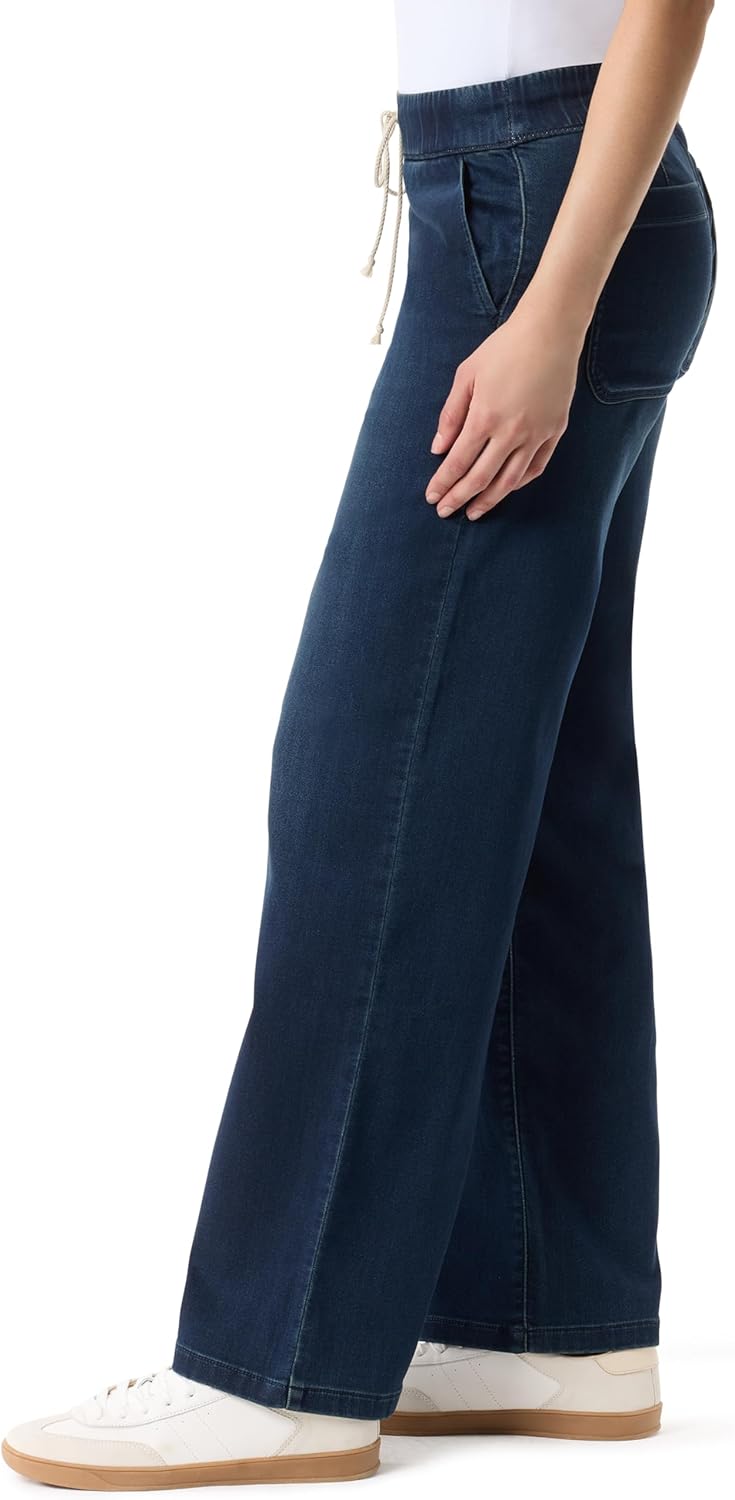 Gloria Vanderbilt Womens Relaxed Drawstring Pull on Wide Leg Jean Standard - Image 3