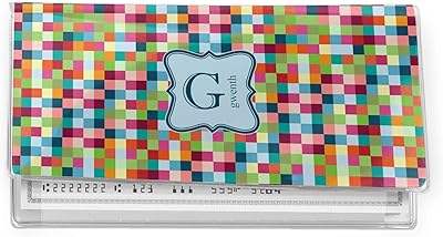Retro Pixel Squares Vinyl Checkbook Cover (Personalized)