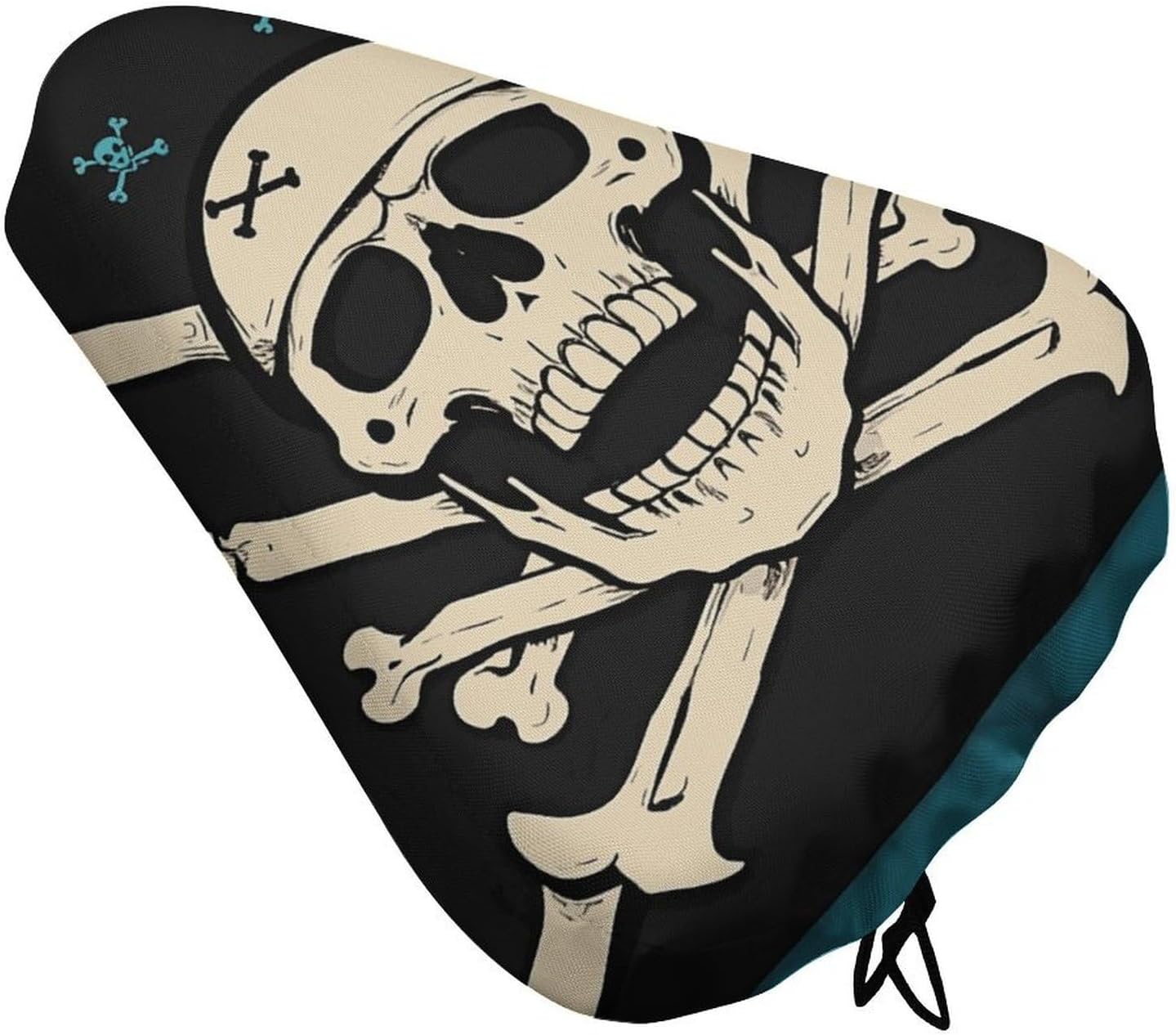 Pirate Flag Skull Waterproof Bike Seat Cushion with Drawstring for Women Men Soft Padded Bicycle Seat Cover for Comfort Wide Road Bike Saddles Universal Fit for Mountain Exercise