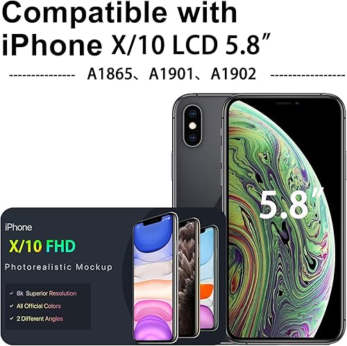 Miniatura 5 de Kit de reemplazo de pantalla para iPhone X 10, kit de 5.8 pulgadas, pantalla táctil 3D y LCD, compatible con A1865, A1901, A1902, con herramientas