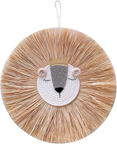 Tapiz para colgar en la pared con cabeza de animal, tejido a mano para colgar en la pared, decoración de pared de dibujos animados, león, tigre,