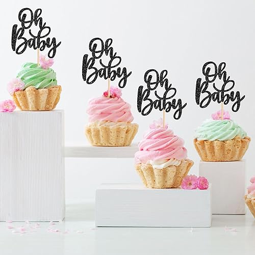 Miniatura 107 de 1 pieza de decoración de pastel Oh Baby Shower con purpurina para baby shower, bautismo, revelación de género de bebé, decoración de pastel