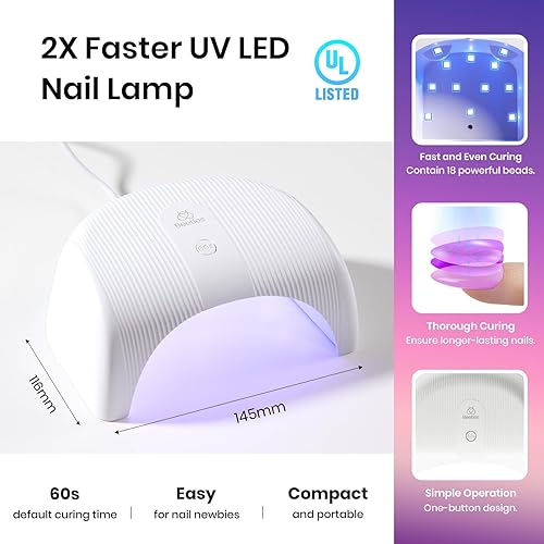Miniatura 117 de Beetles - Kit de gel de extensión de uñas de polietileno con luz UV: juego de 6 colores de gel constructor rosa con purpurina blanca con capa base