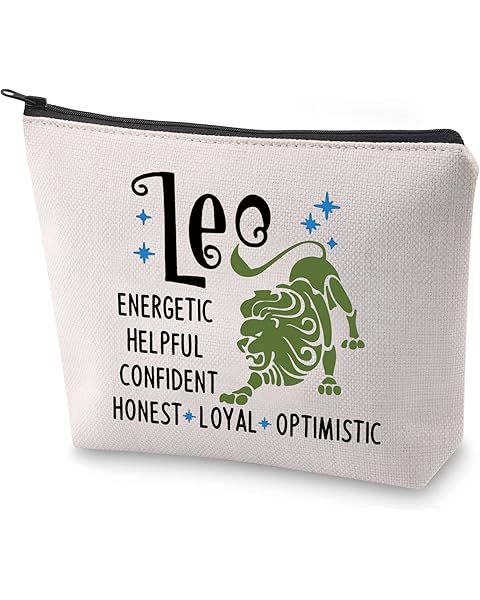 BLUPARK Zodiac Sign Cosmetic Bag Horoscope Makeup Bag 12 Constellation Birthday Gift for Astrology Lover (Leo)