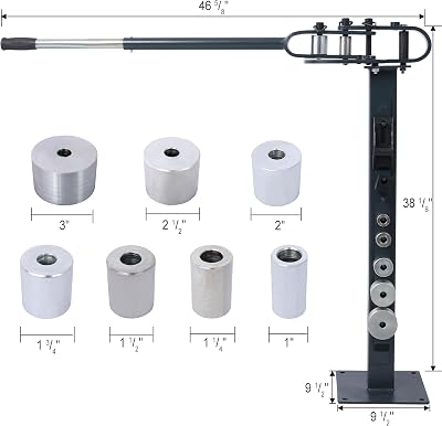 Pedestal Floor Compact Bender 7 Dies Versatile Compact Metal Tubing Bender 44' Mount Powdercoat Telescoping Handle Maximum 5/8 Thick 1-15/16 Width