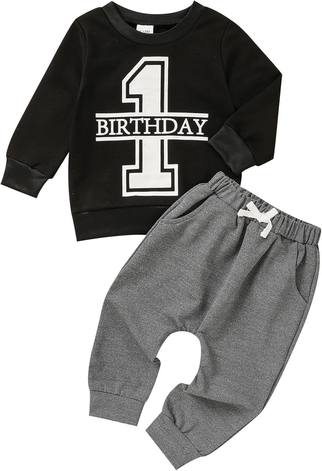 ZOELNIC 1st Birthday Clothes Outfit Boy Baby One Year Old Birthday Outfit Long Sleeve Shirt Pants Fall Winter Outfit Clothes