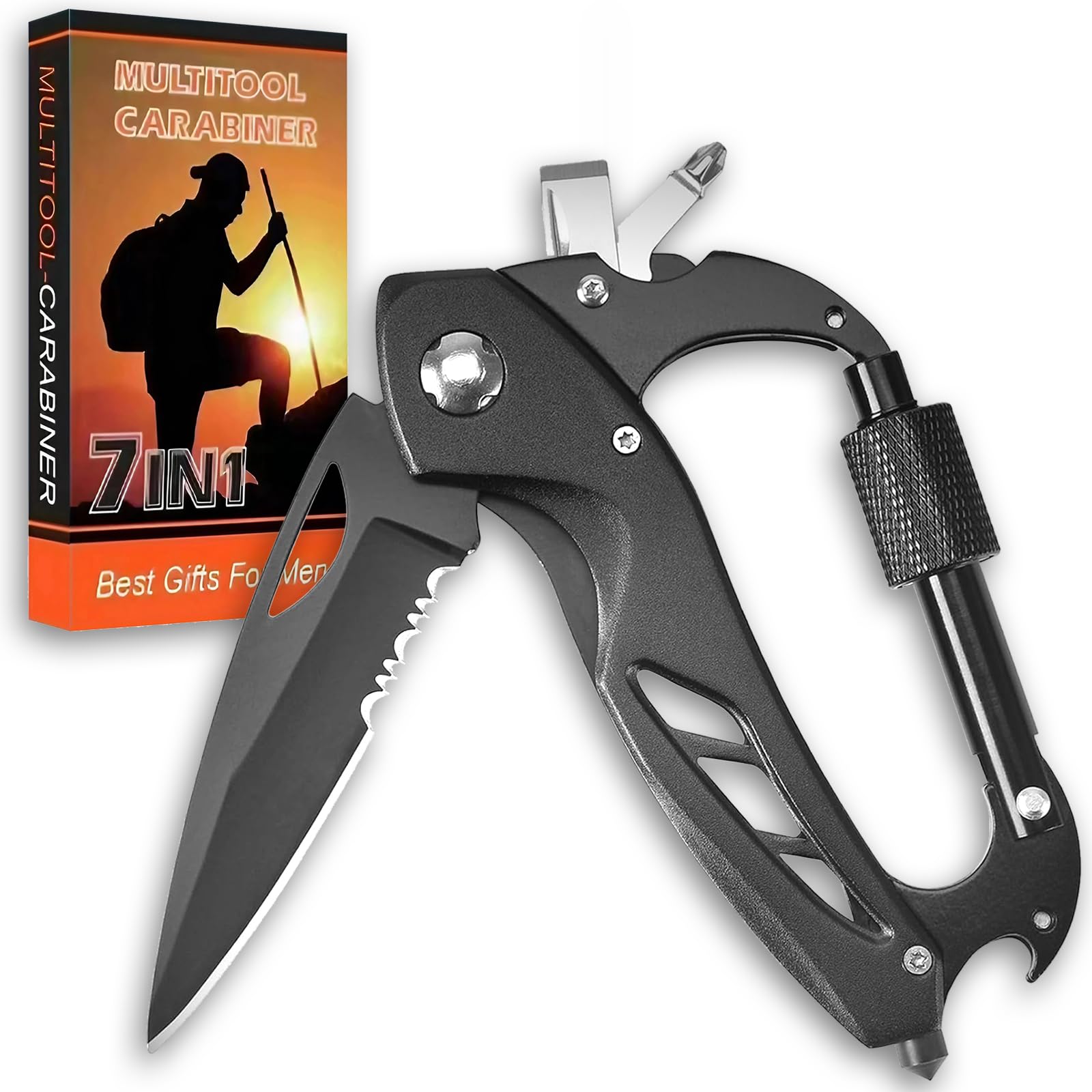 8-in-1 Keychain Multi-Tool – Bottle Opener Screwdriver Carabiner Quickdraw Clip EDC Survival - View #5