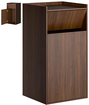 Commercial 50 Gallon Trash Can Cabinet Hide Large Trash Can for Restaurant, Cafe, Kitchen, Odor Control, Waterproof & Easy to Clean, Adjustable Hinges, Magnetic Door 0t9, Wood