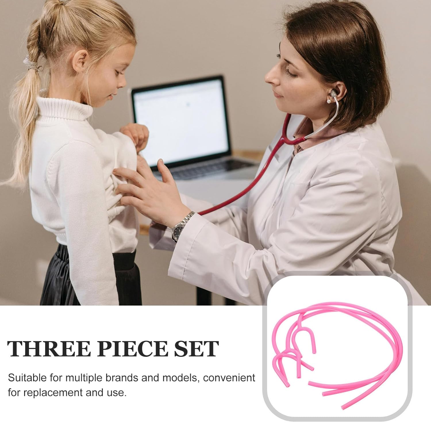 3pcs Replacement Tubes Extension Tubing Comfortable Accessory for Professionals Lightweight and Portable for Auscultation