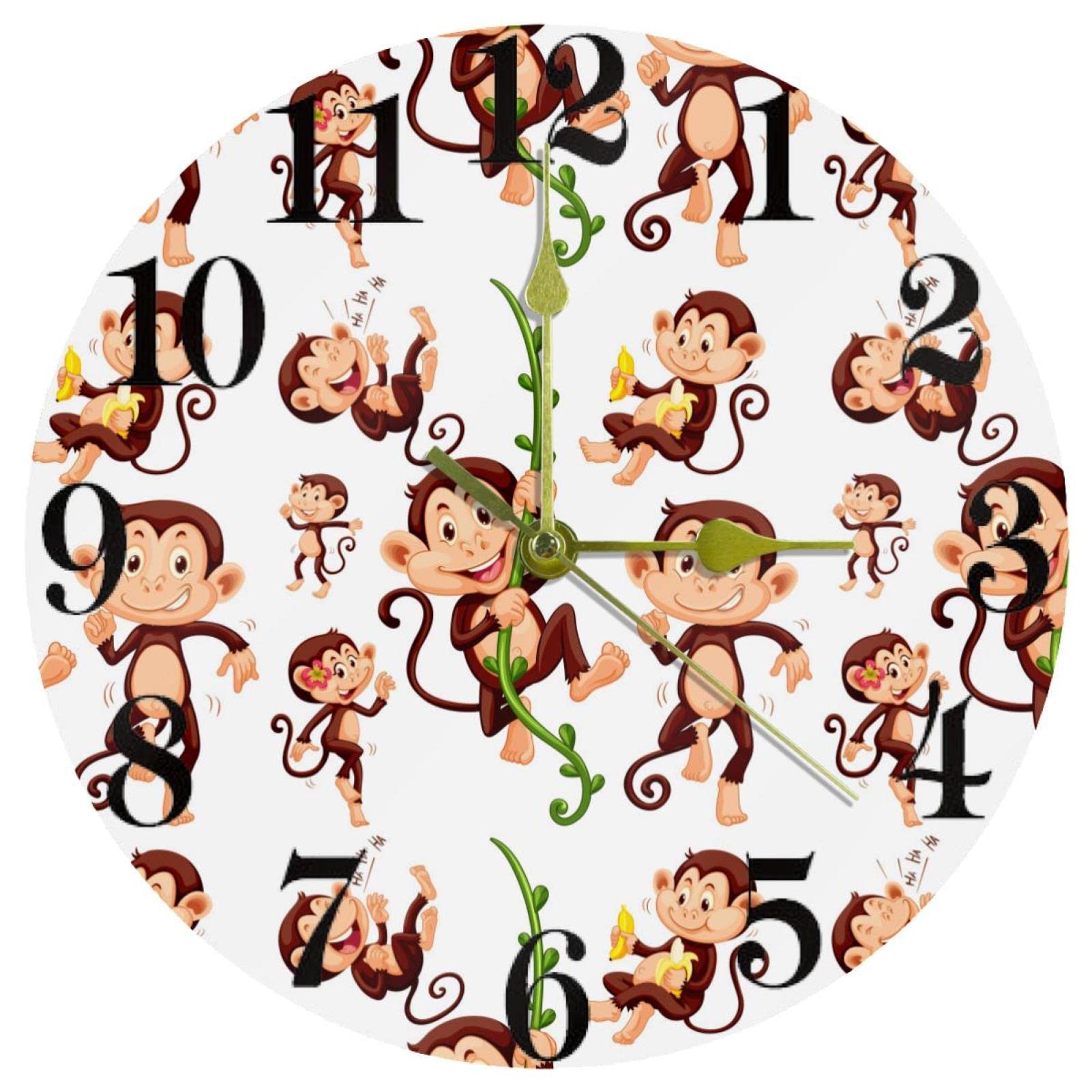 Horloge murale sans tic-tac Sock Monkeys mécanisme quartz silencieux pour sommeil et concentration