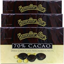 Hawaiian Sun Island Chocolates Gift Pack - Kona Crunch, 70% Cacao Dark Chocolate Macadamia Nuts, 5 oz