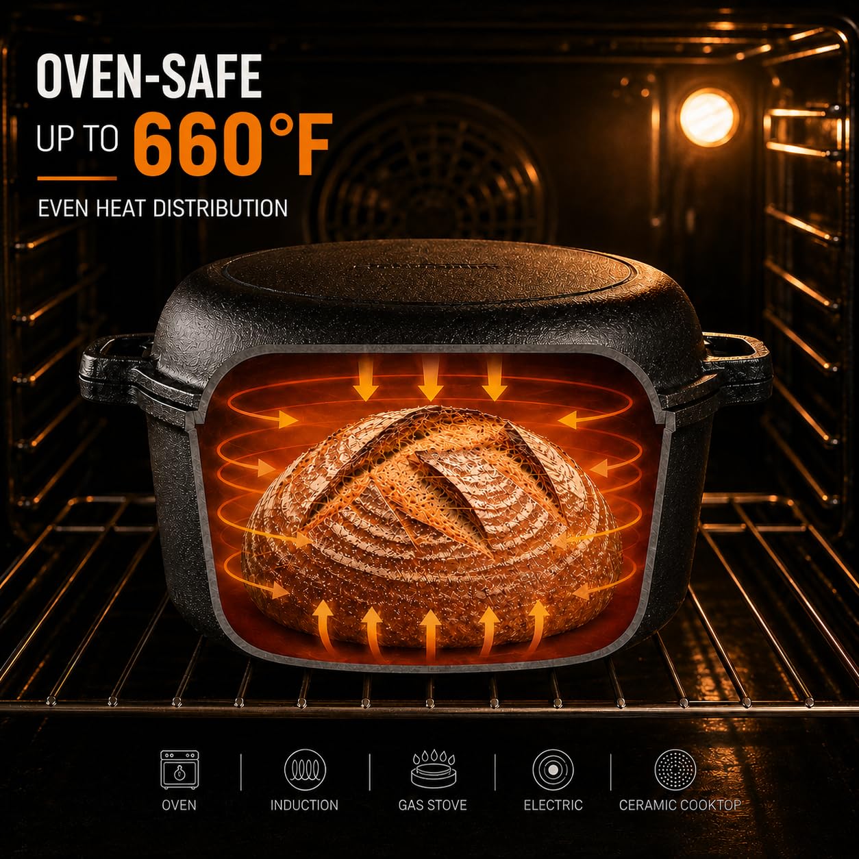 Amazon.co.jp: Overmont ダブル ダッチオーブン 鍋 フライパン 5.6L 