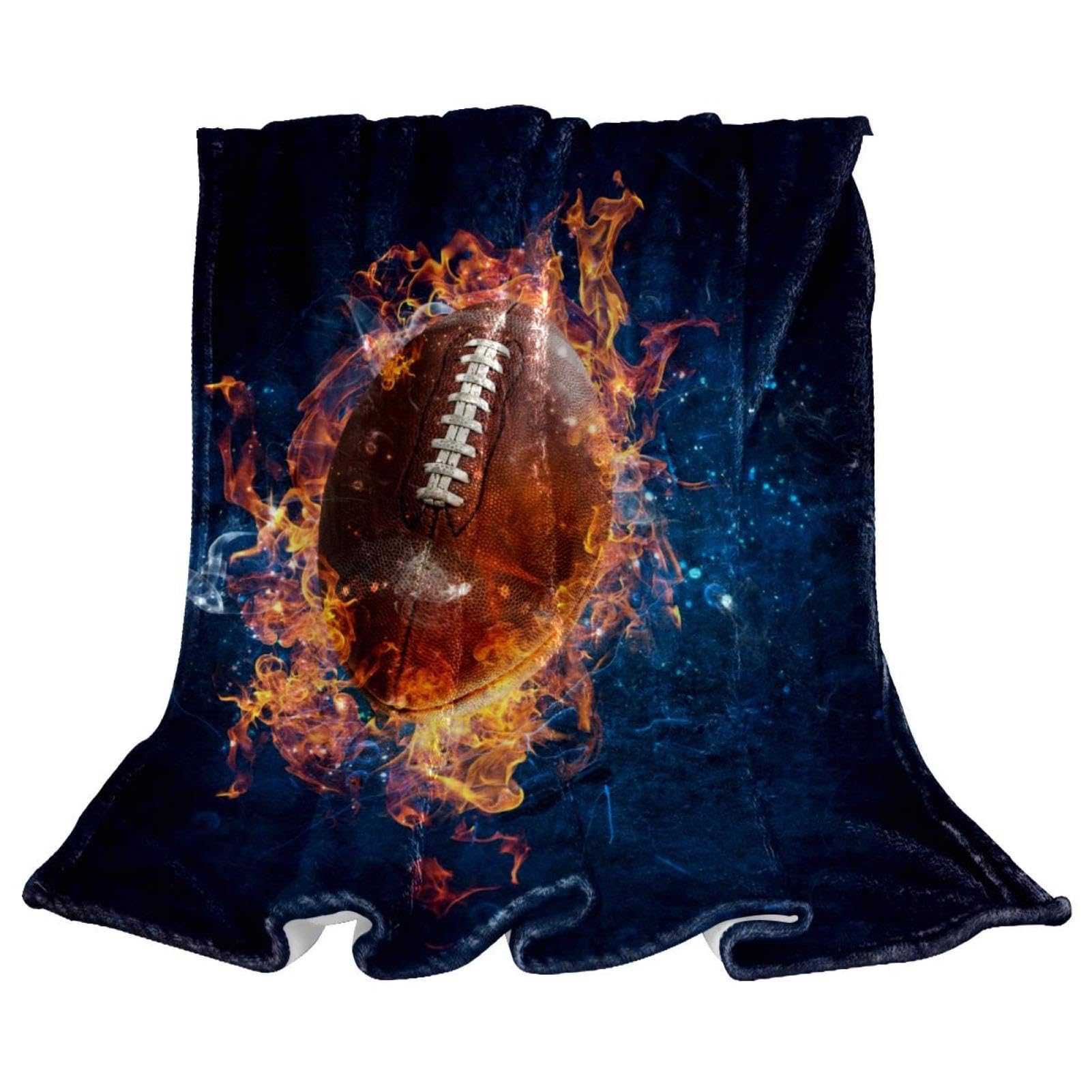 Couverture polaire feu de rugby jeté de canapé microfibre chaude douce 150x100