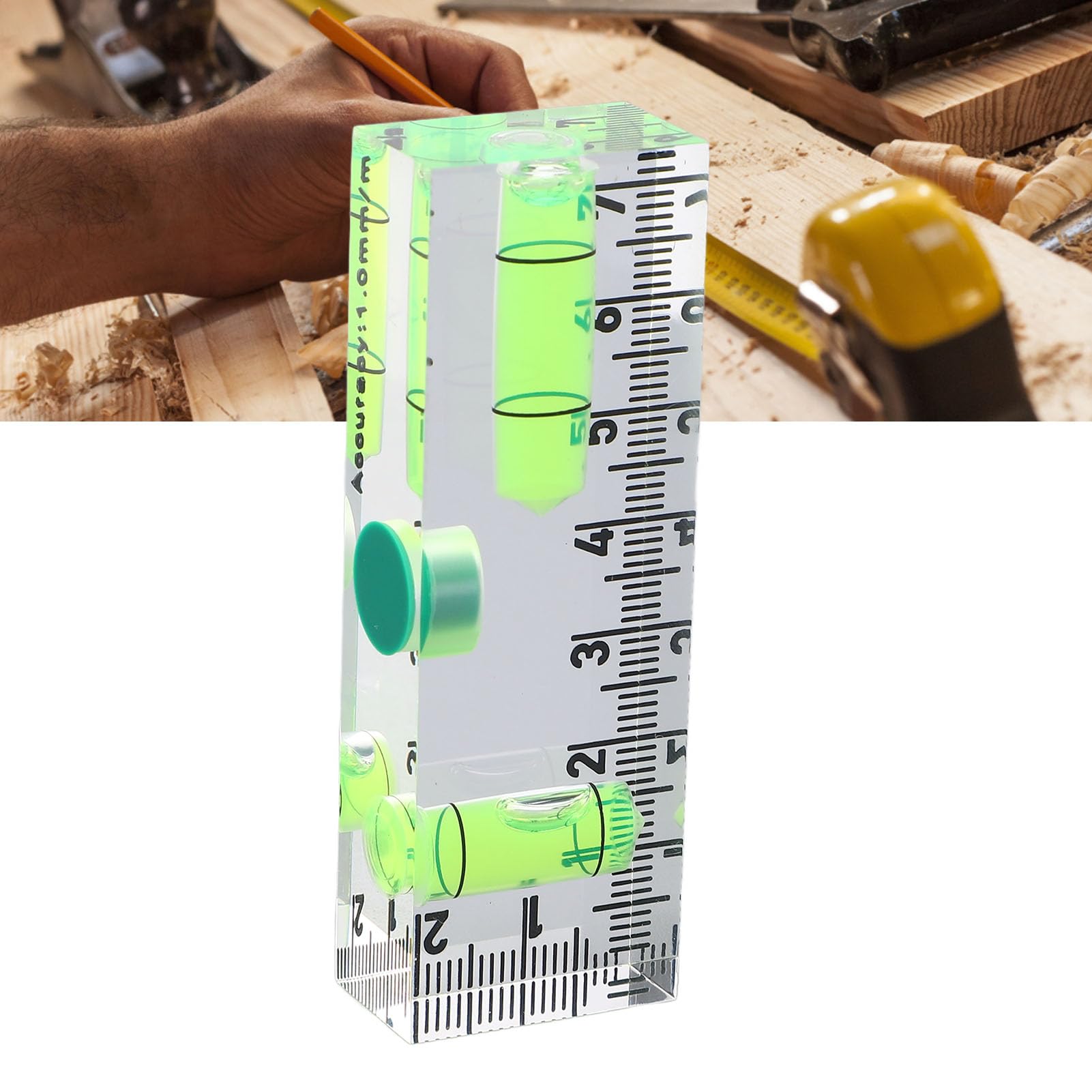 Mini livella magnetica Righello Piccolo strumento livella a bolla in acrilico per misurazioni orizzontali e verticali con elevata precisione per progetti fai da te e costruzioni