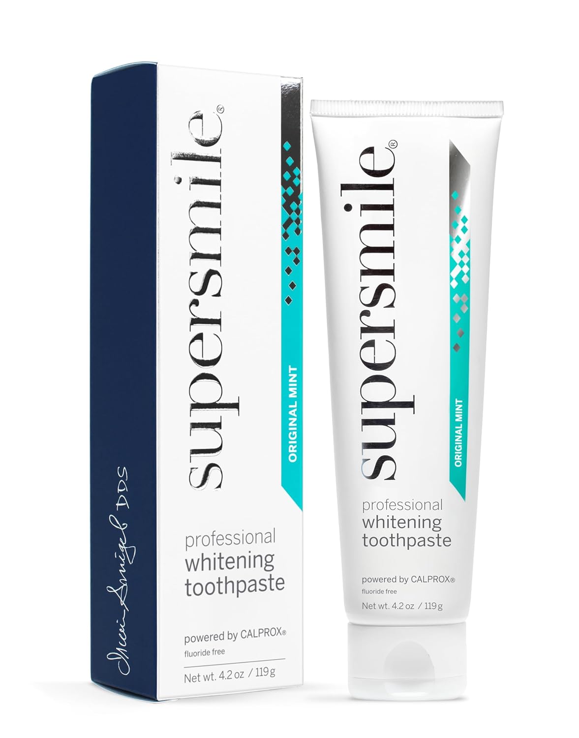 Supersmile Professional Teeth Whitening Toothpaste - Fluoride Free for Visibly Brighter Smile - Whitens up to 6 Shades Original Mint Flouride Free 4.2 Ounce (Pack of 1) - Image 1 of 7