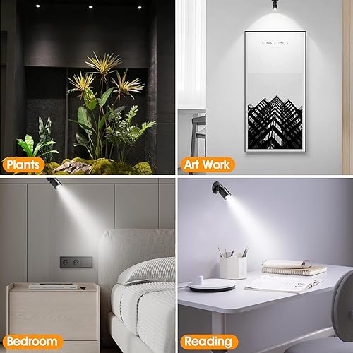 Miniatura 8 de DEDC 6 mini focos LED, luces de imagen para interiores, 1.5 W, 12 V, 6000 K, luz de arte, luces de acento con atenuador de RF inalámbrico, proyector