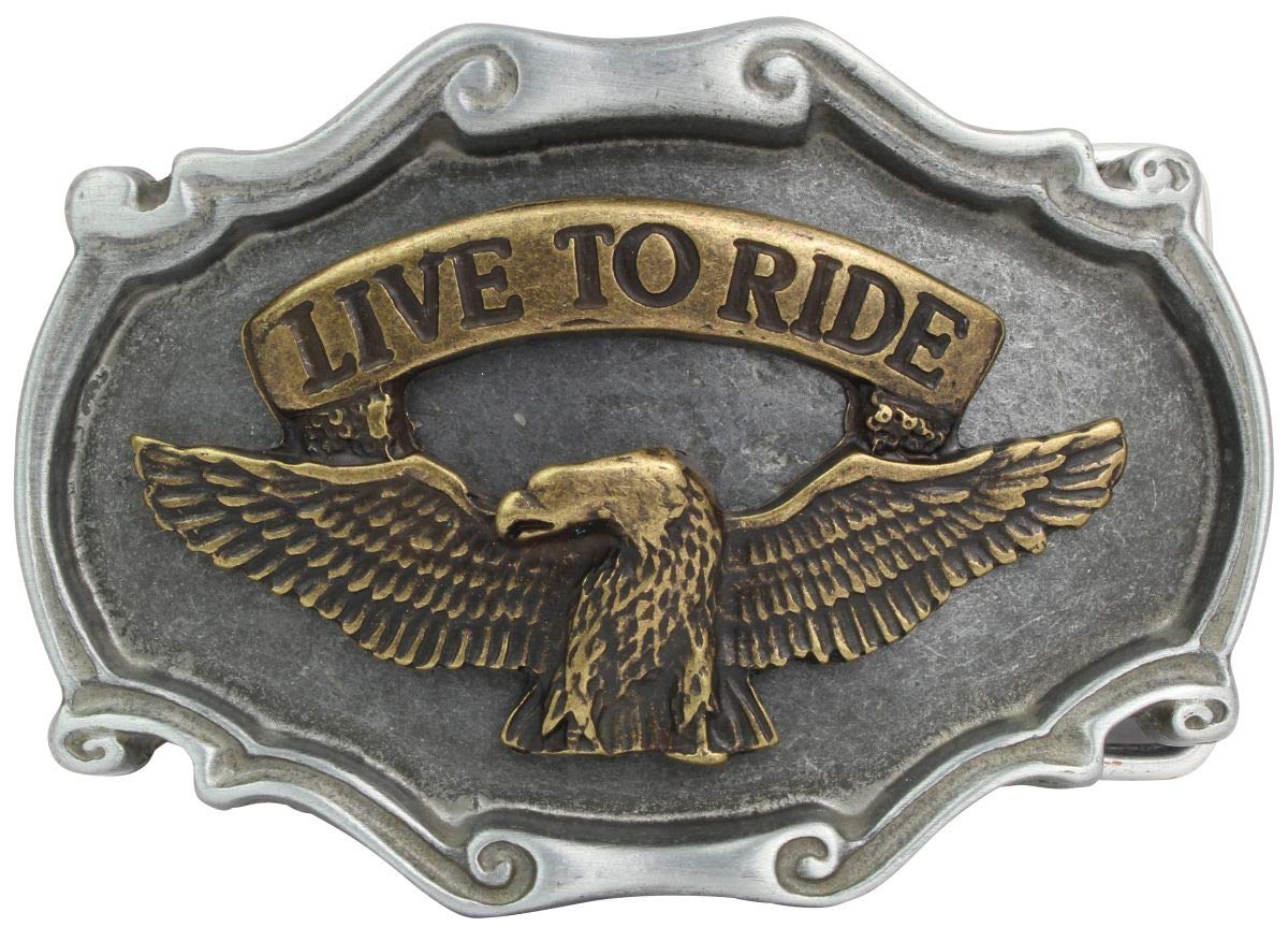 Gürtelschließe Adler Live to Ride 4,0 cm | Buckle Wechselschließe Gürtelschnalle 40mm Massiv | Druckknopf-Gürtel bis 4cm