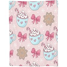 Fleece Throw Blanket for Couch, Hot Cocoa Soft Fuzzy Cozy Blankets Lightweight Warm Flannel Throws for Sofa, Bed, Travel, All Seasons 80x60 Inches