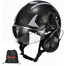 SAFEYEAR Construction Hard Hat with Face Shield & Earmuffs, ANSI Z89.1 Type I Class C Safety Helmet, ABS Hard Hats Construction ASTM Approved, Hi-Viz Reflective, Adjustable Ratchet, Hard Hat for Men