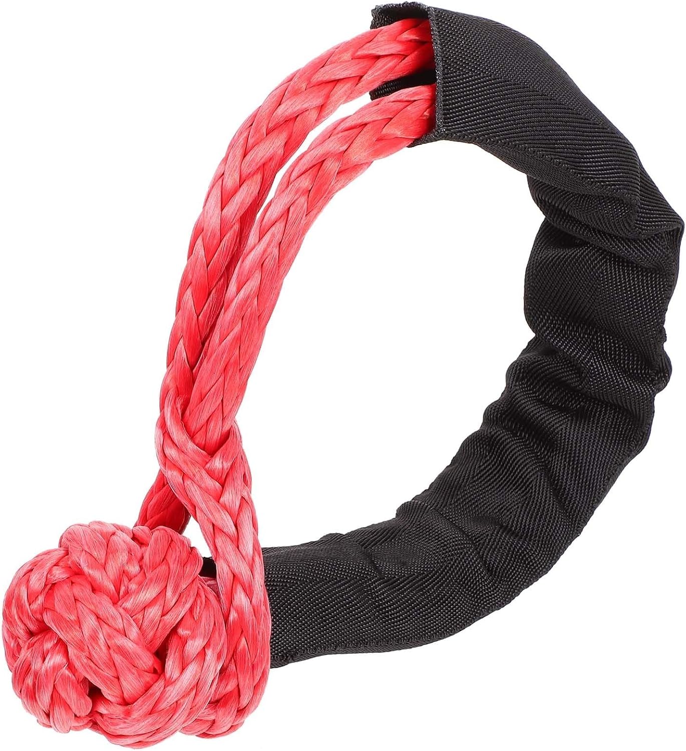 Garneck Portable Red Nylon Towing Straps with Flexible Shackle for Vehicle Outdoor Use, Easy to Operate Sturdy Winch Cable and Car Repair Tool