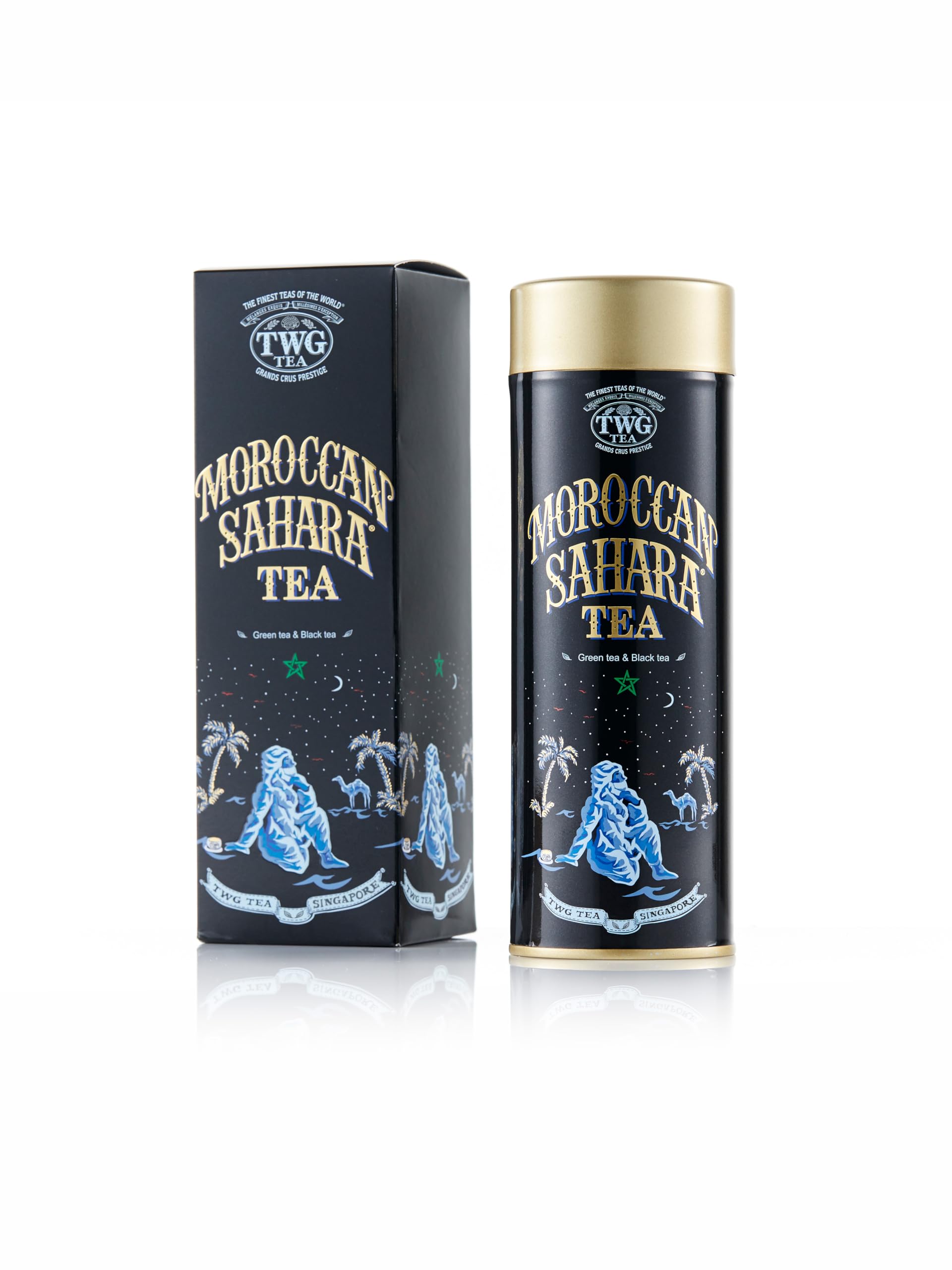 TWG Tea | Moroccan Sahara Tea | Green & Black Tea | Rose Petals, Nuts & Spices | Haute Couture Tin, 100g | Gift Set