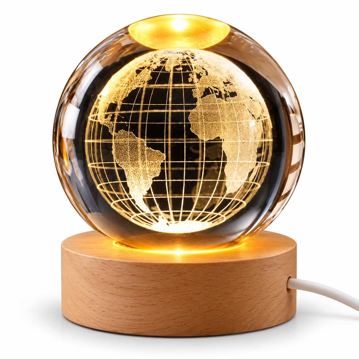 Meditating Hanuman Crystal Ball Lamp - USB LED -20