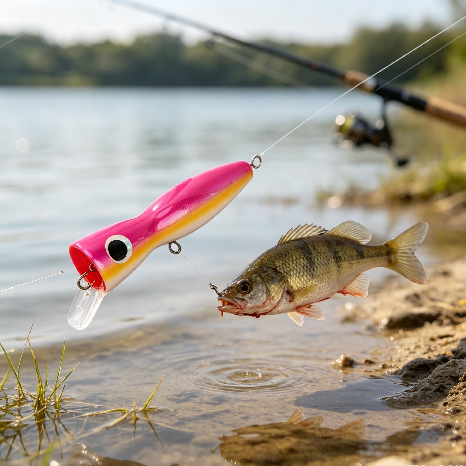 Offshore Fishing Lures, Big Popper Lure Attractive Color Reflective Design Basswood 18cm 120g Wooden Bait for Bass Tuna GT Trout(Pink) Sports & Outdoors