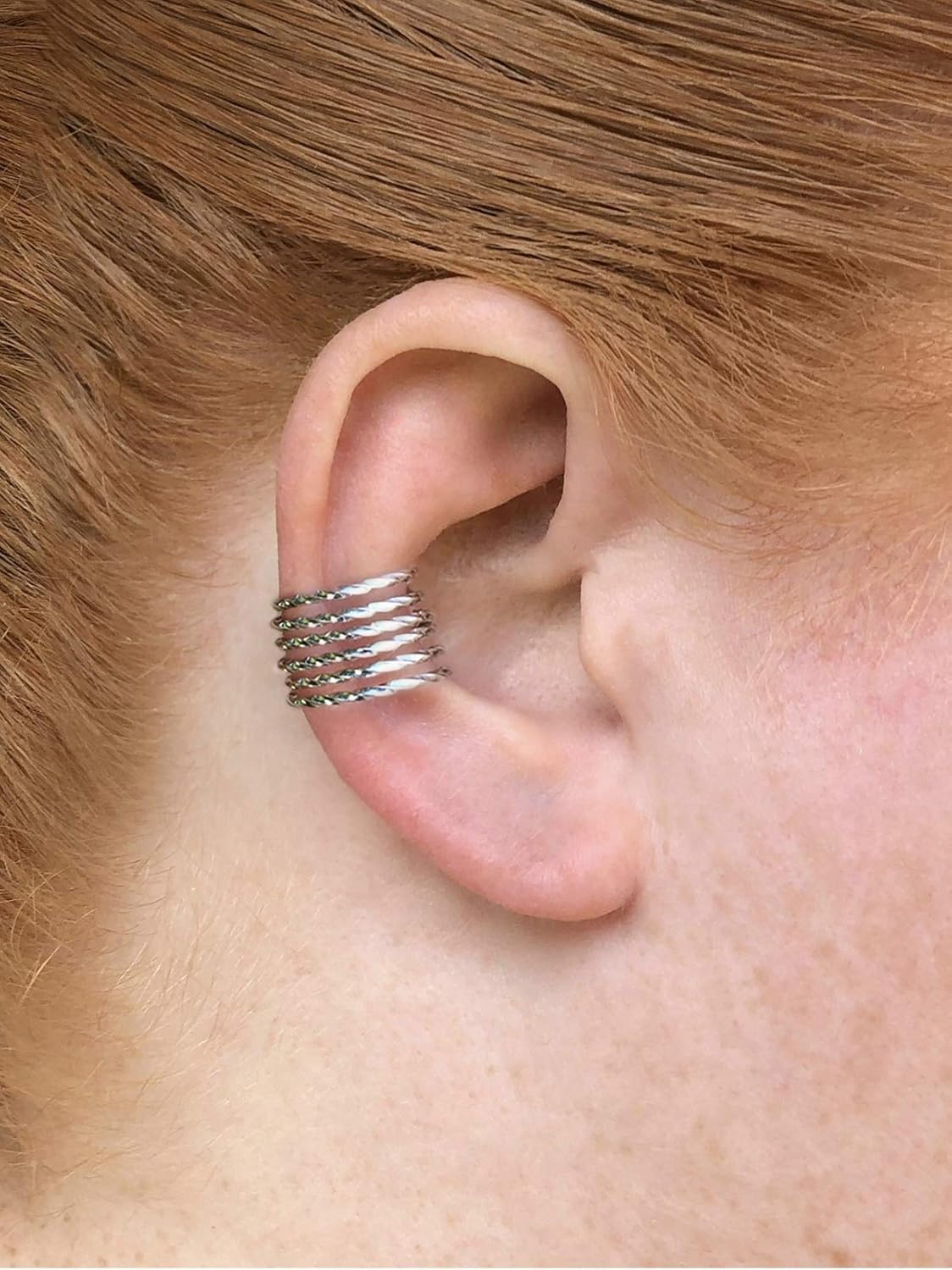 Twisted Conch Ear Cuff, Conch Hoop, Fake Cartilage Piercing Textured Earcuff, No Piercing Needed