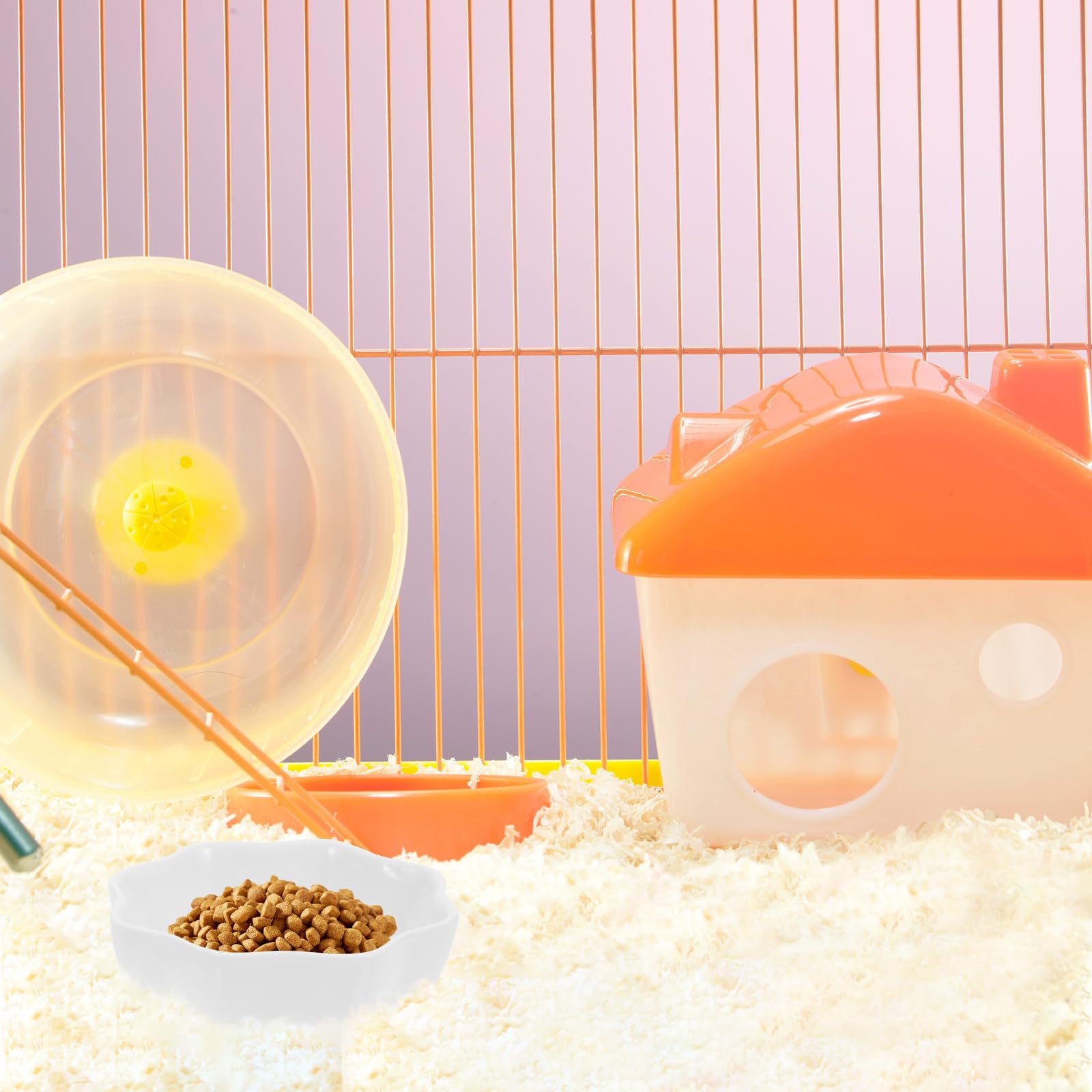 Happyyami Lot de 2 Gamelles en Céramique Blanche pour Hamster, Accessoires Solide pour Petits Animaux, Anti-Renversement, Matériau Céramique, pour Alimentation et Eau
