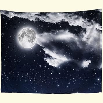 Amazon Co Jp 東宝 タペストリー 星 丸月 星雲 夜空 空 月 夜 雲 景色 綺麗 横幅150cm 縦幅100cm オシャレ 厚手 布ポスター 多機能 ポスター インテリア 落ち着く プレゼント サプライズ クラシック 背景 気分 インテリア 壁掛け 壁飾り 暖簾 ホリデーパーティー