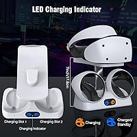 Vista 5 de Estación de carga de controlador PSVR2 - Estación de carga PS VR2 con soporte de audífonos, soporte de exhibición para auriculares VR, base de carga