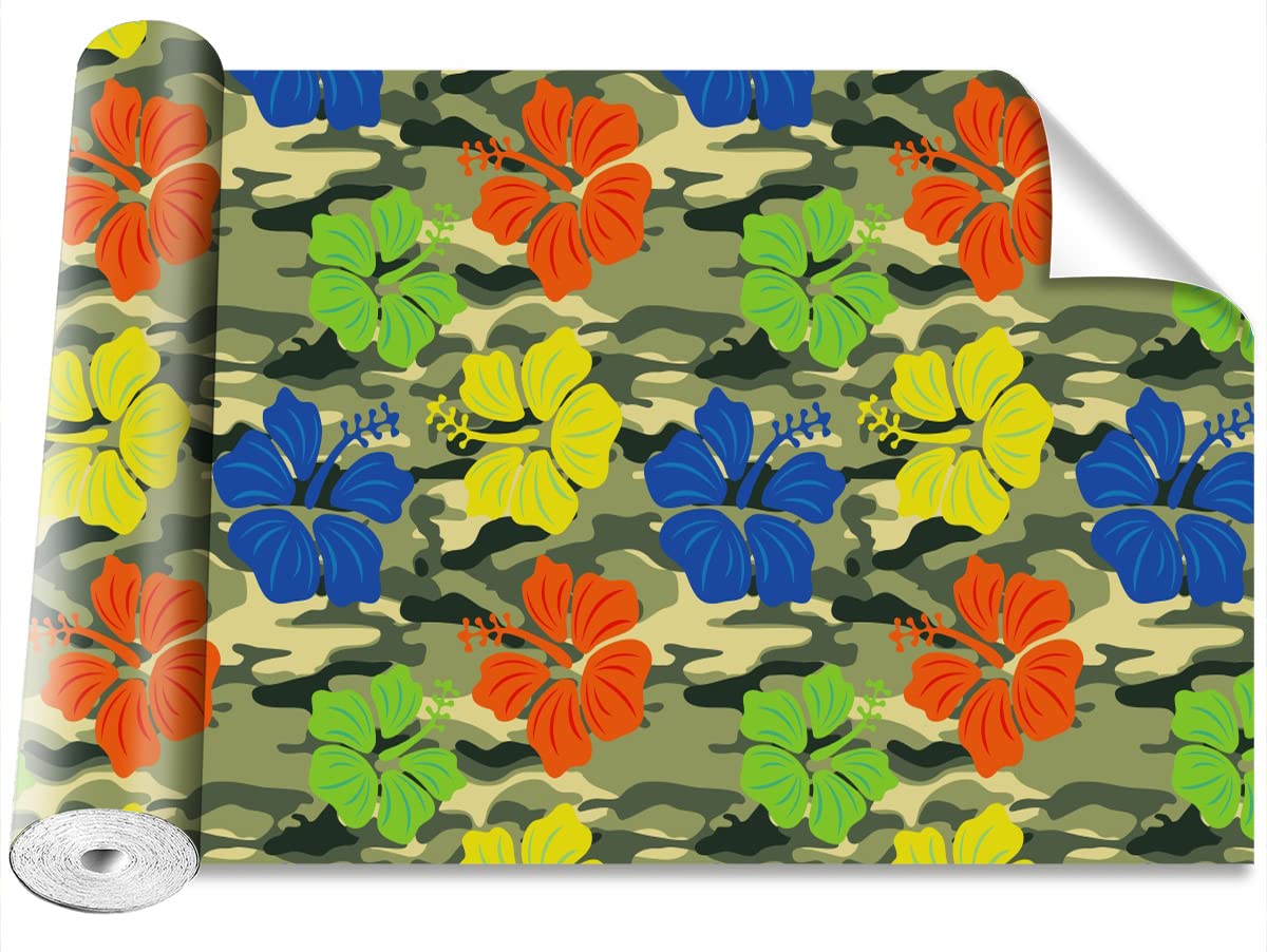 Papier peint camouflage moderne 250x104cm à motif floral Hibiscus Tulup