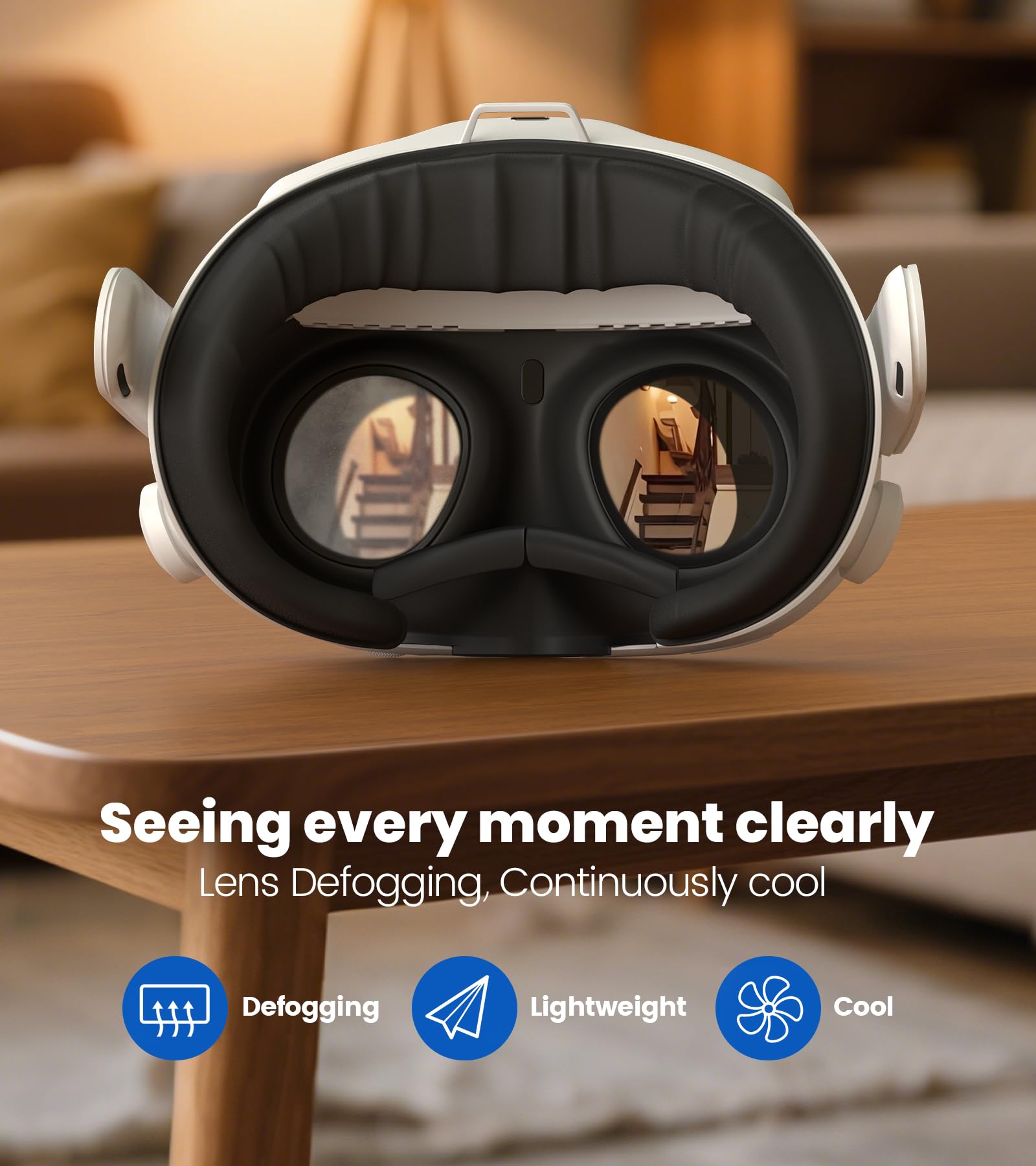 Ventilador de refrigeración doble, solo compatible con Meta/Oculus Quest 3, cojín facial a juego e interfaces faciales para antivaho, se adapta a la correa original para la cabeza