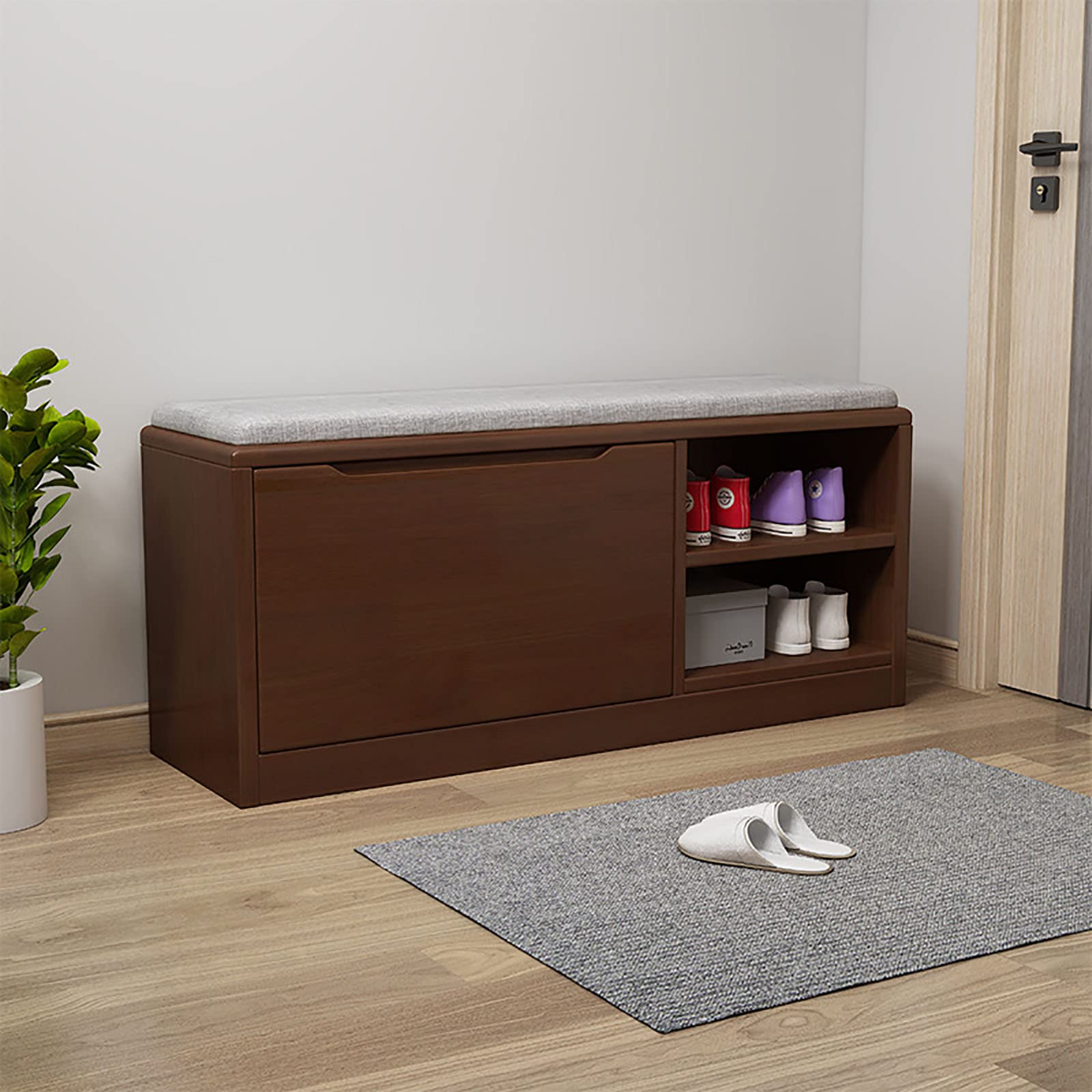 Étagère à Chaussures Nordique avec Tabouret à Langer 100cm Modèle B