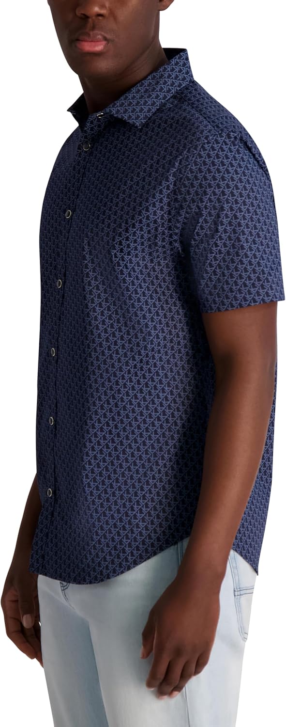 Karl Lagerfeld Mens Printed Short Sleeve Collared Shirt - Image 3